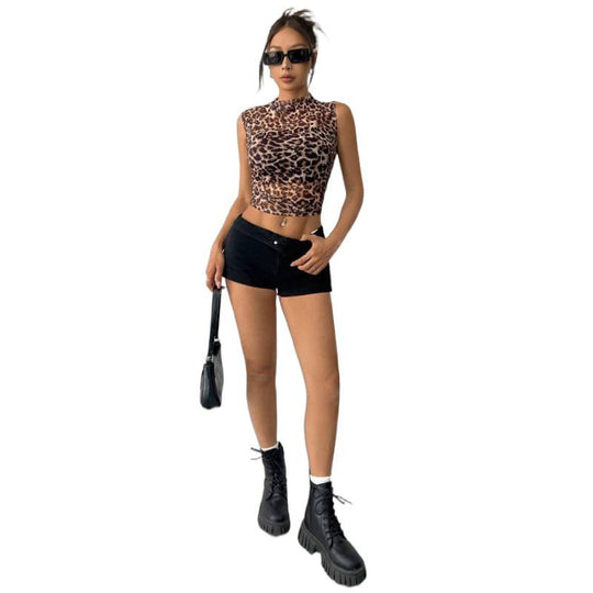 Damen figurbetontes Tiermuster-Top aus leichtem Jersey EB