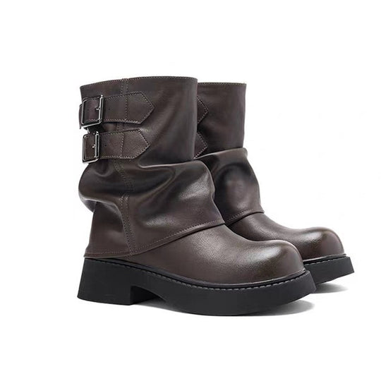 Damen modische Stiefeletten mit verstellbaren Riemen und robuster Sohle EB
