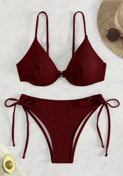 Damen Triangel-Bikini mit verstellbaren Trägern und Seitenschnürungen EB