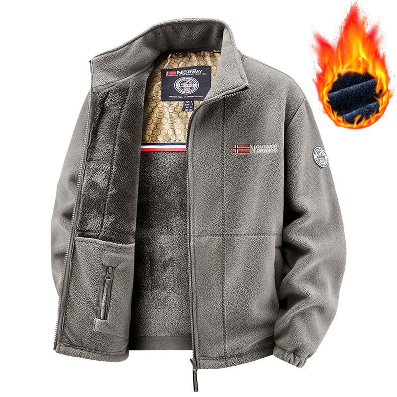Herren Thermo-Fleecejacke mit vollflorigem Teddyfutter, verdeckter Reißverschluss-Innentasche und hohem Stehkragen EB