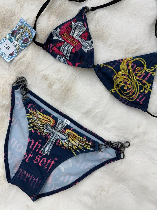 Damen Triangel-Bikini mit kreativem Muster EB