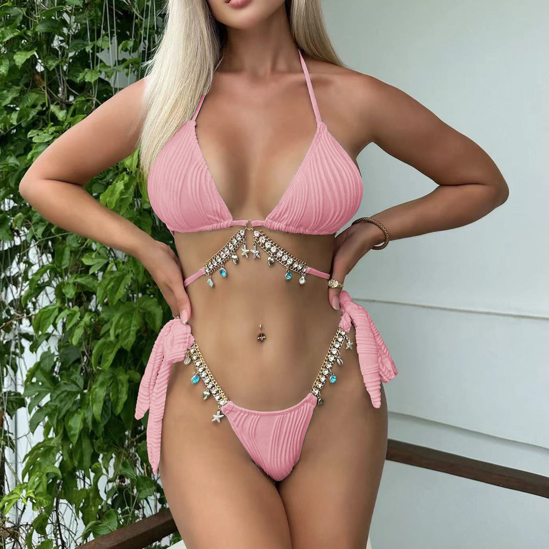 Damen Triangel-Bikini mit einzigartigen Verzierungen EB