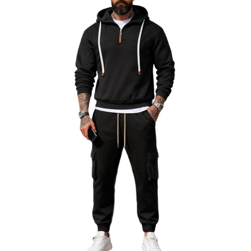 Herren Cargo-Joggerhose mit multifunktionalen Klapptaschen elastischem Bund und gerippten Bündchen EB