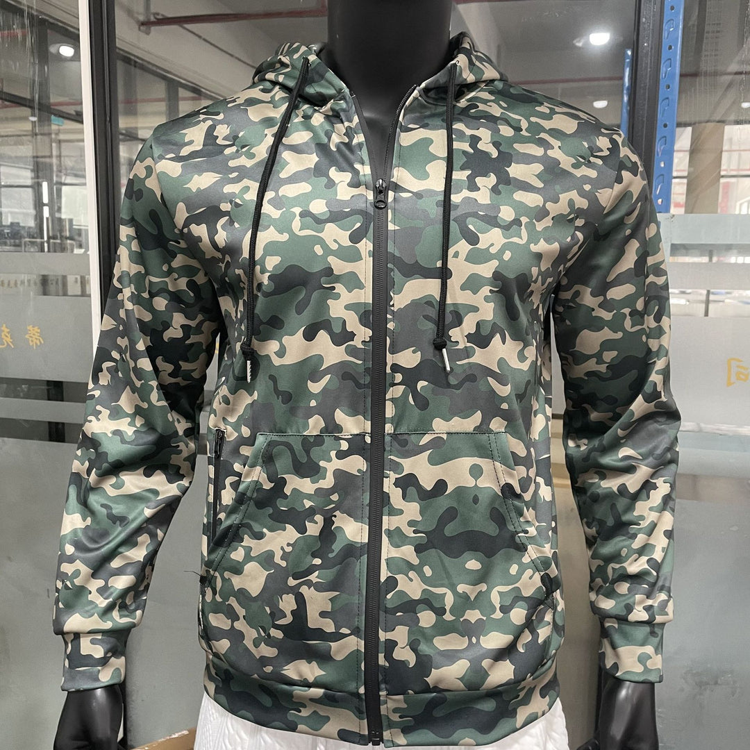 Herren Camouflage-Fleecejacke mit praktischen Taschen und verstellbarem Kordelzug EB