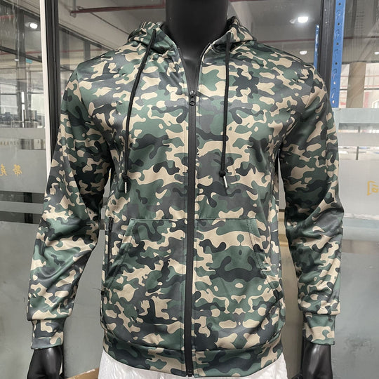 Herren Camouflage-Fleecejacke mit praktischen Taschen und verstellbarem Kordelzug EB