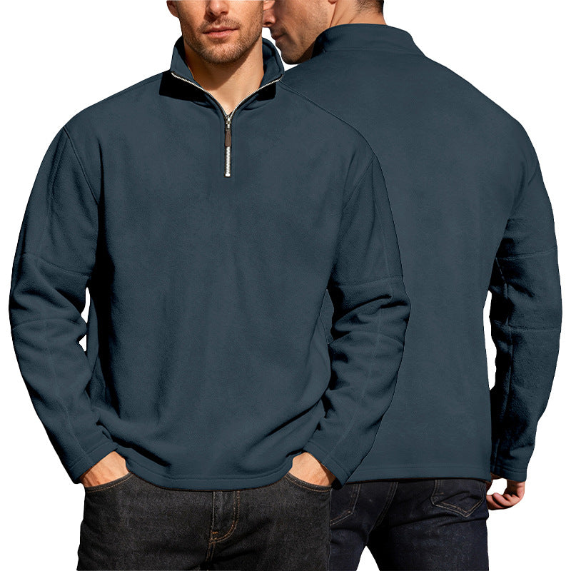 Herren nan leichter Mikrofleece-Performancepullover mit kurzem Reißverschluss Raglanärmeln und formgebenden Nähten EB