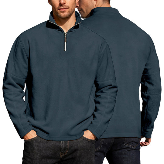 Herren nan leichter Mikrofleece-Performancepullover mit kurzem Reißverschluss Raglanärmeln und formgebenden Nähten EB