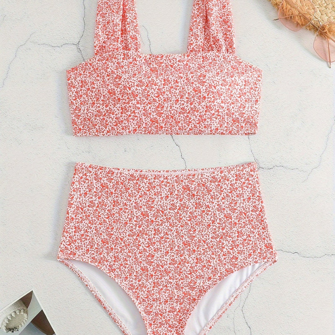 Damen Hochtailliertes Bikiniset mit floralem Muster EB