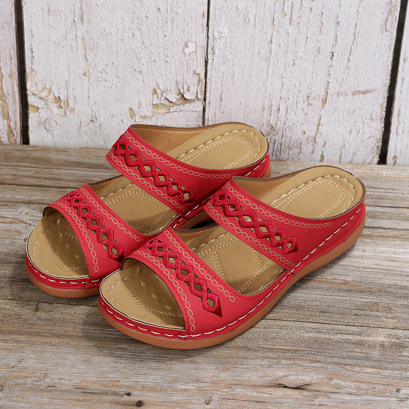 Damen bequeme Riemchen-Sandalen mit dekorativen Details EB