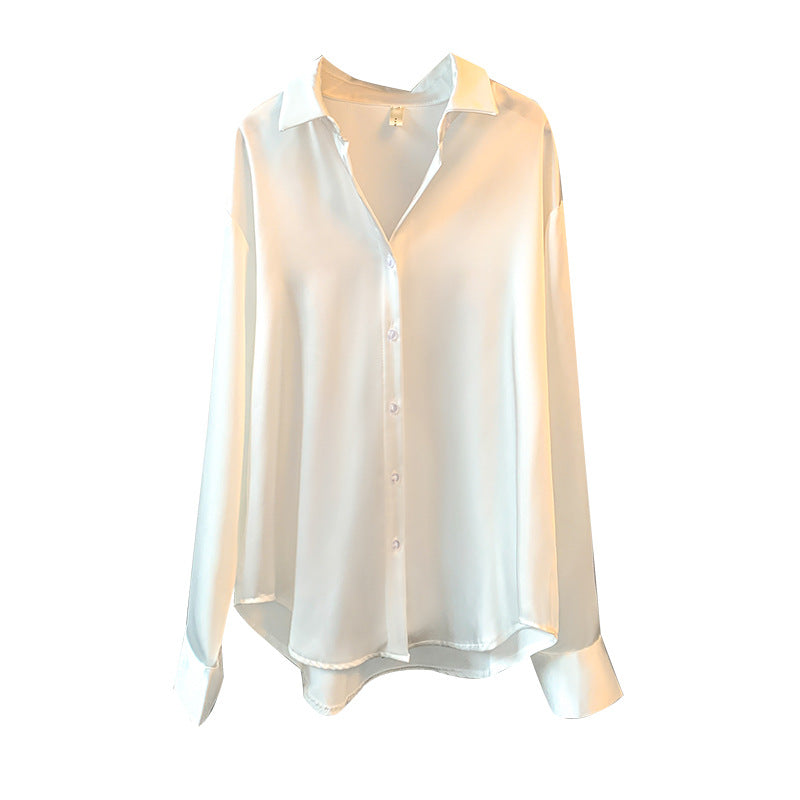 Damen Elegante Bluse aus feinem Satin mit Rüschendetails EB