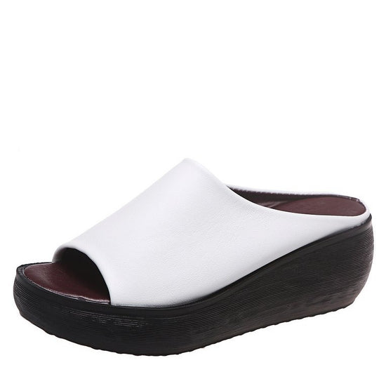 Damen Komfortable Plateau-Sandalen mit weichem Obermaterial und anatomischem Fußbett EB