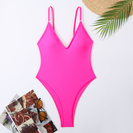 Damen Designer Badeanzug mit elegantem V-Ausschnitt EB