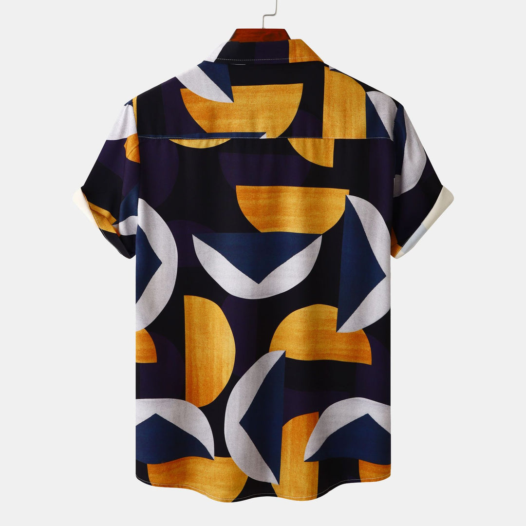 Herren Kurzarmhemd mit kreativem geometrischen Muster EB