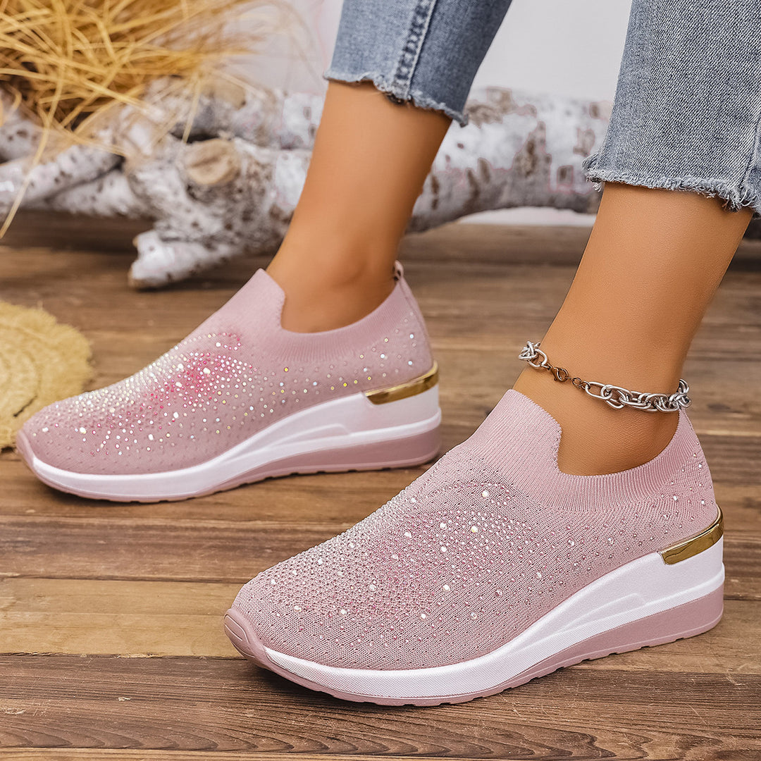 Damen Slip-On Sneakers mit funkelnden Strassdetails EB