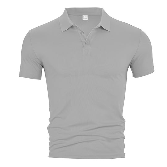 Herren nan figurbetontes Kurzarm-Poloshirt aus elastischem Jersey mit Hemdkragen und kurzer Knopfleiste EB