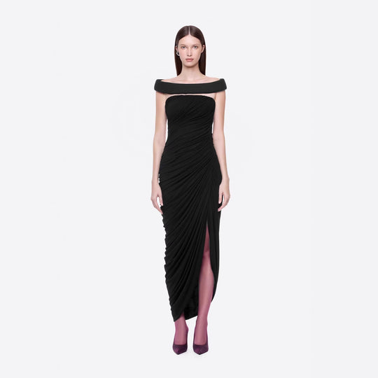 Damen Elegantes Abendkleid mit Off-Schulter-Design und raffiniertem Drapé EB