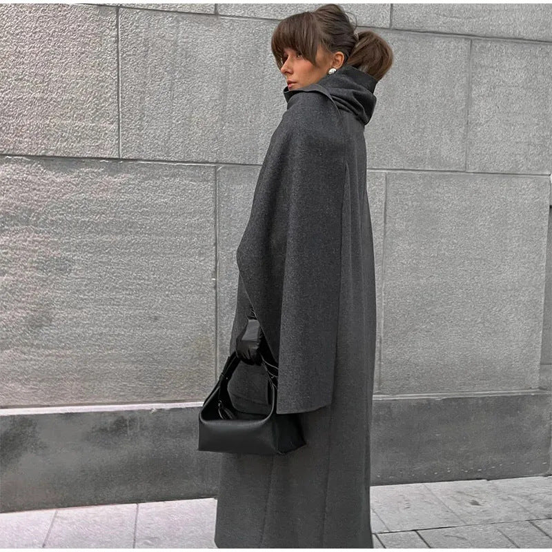 Damen Eleganter Oversize-Mantel mit schickem Kapuzenaufsatz EB