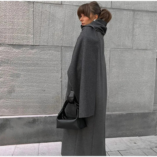 Damen Eleganter Oversize-Mantel mit schickem Kapuzenaufsatz EB
