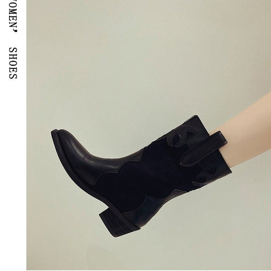 Damen Western-Stiefel mit modischen Cut-Out-Details und robustem Blockabsatz EB