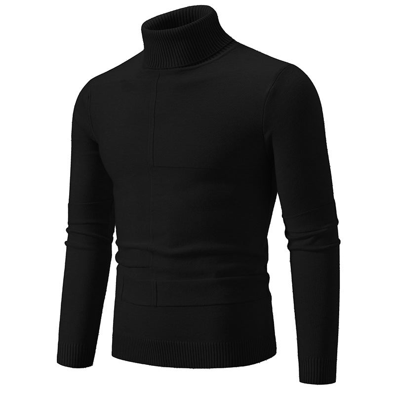 Herren nan feiner Rollkragenpullover mit Strukturnähten, slim-fit und geripptem Bündchen EB
