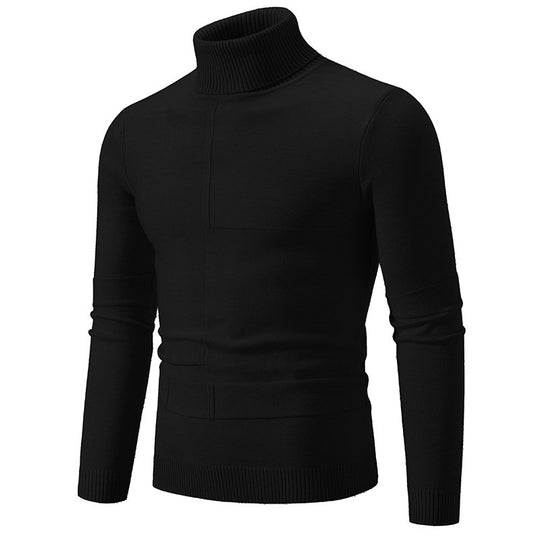 Herren nan feiner Rollkragenpullover mit Strukturnähten, slim-fit und geripptem Bündchen EB