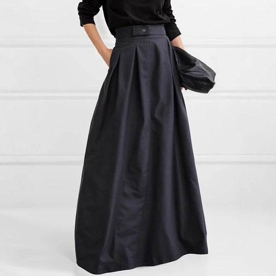 Damen Maxirock mit eleganter Faltenlegung und seitlichen Taschen EB
