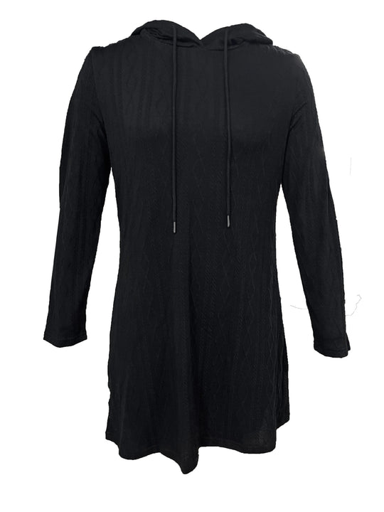 Damen Kapuzenkleid mit strukturiertem Strickmuster und lässigem Schnitt EB