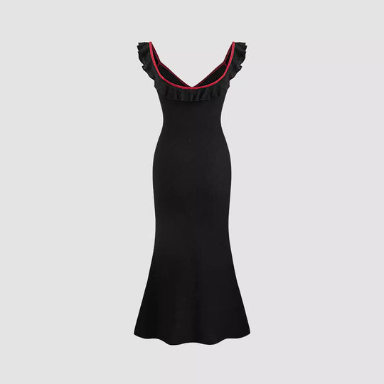 Damen Fließendes Maxikleid mit Rüschendetails EB
