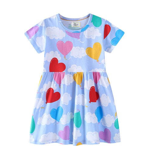 Mädchen Freizeitkleid mit fröhlichem Herz- und Ballonmotiv EB