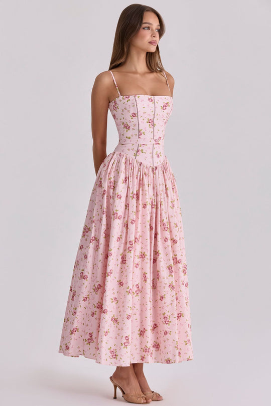 Damen nan tailliertes Maxikleid mit Korsettoberteil und feinen Spaghettiträgern EB