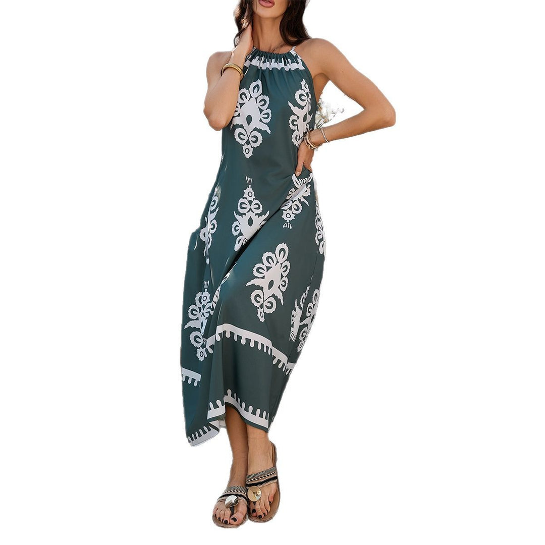 Damen Halterkleid mit verspieltem Muster und asymmetrischem Saum EB