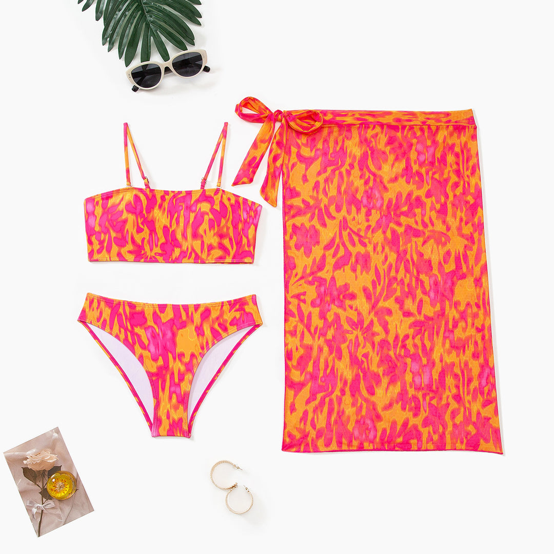 Damen Bikini-Set mit modischem Bandeau-Oberteil und hoch geschnittenen Bottoms EB