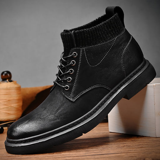 Damen Robuste und stylische Schnürboots mit gestricktem Knöchelbereich EB