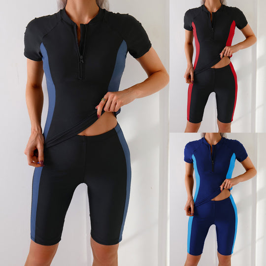 Damen Sportliches Kurzarm-Schwimmanzug EB