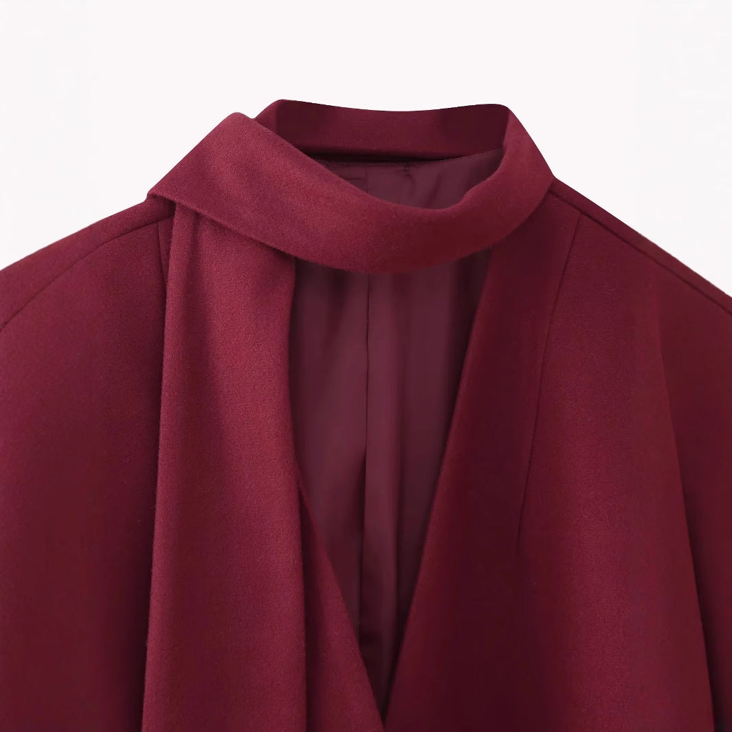 Damen elegante Blazerjacke mit abnehmbarem Schal EB