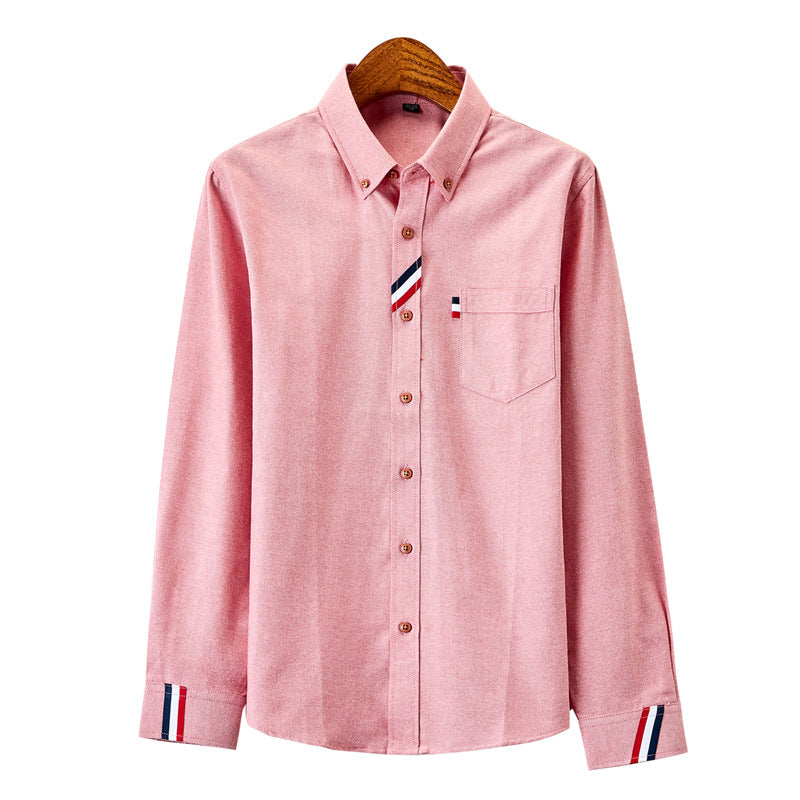 Herren nan modernes Oxford-Hemd mit Button-Down-Kragen, Brusttasche und dezenter Streifenverzierung EB
