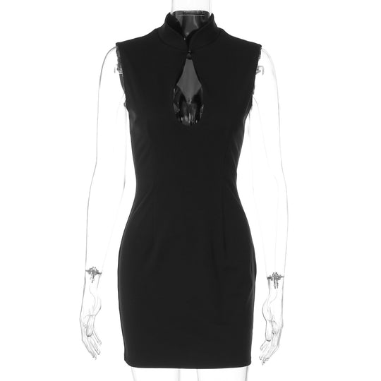 Damen Kleid mit schmalem Schnitt und elegantem Stehkragen EB