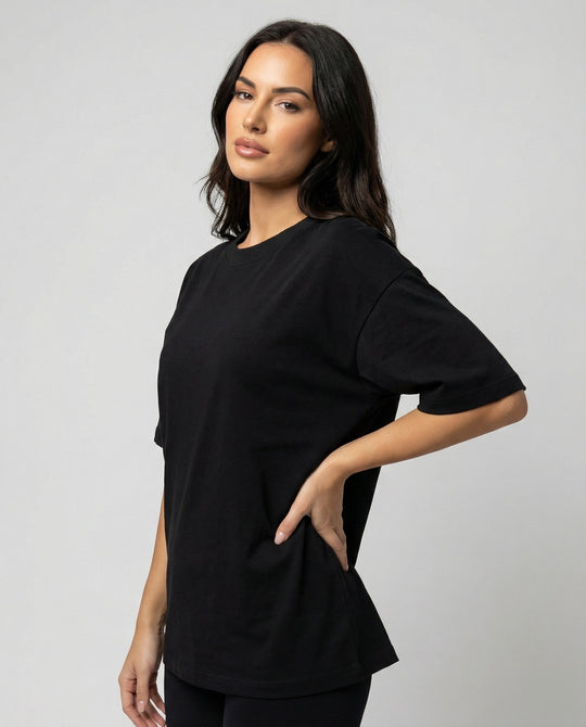 Damen Slim Fit Baumwolle Kurzarm T-Shirt Sommer Oberteil Weiß Schwarz