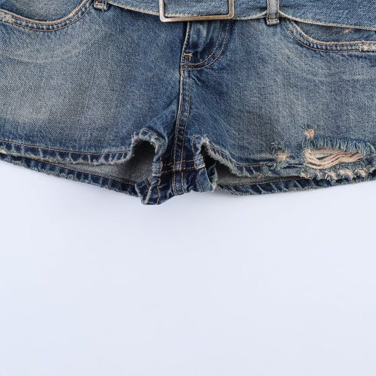 Damen modische Destroyed Denim-Shorts mit verstellbarem Gürtel EB