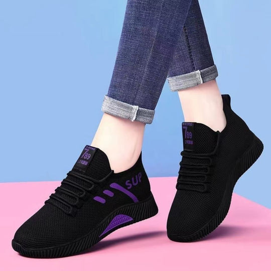 Damen Sportliche Mesh-Sneaker mit atmungsaktiver Sohle und rutschfester Laufsohle EB