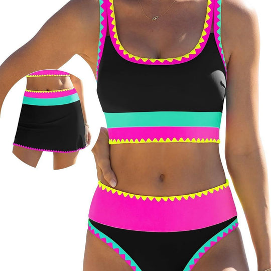 Damen Buntes Sportliches Bikini-Set EB