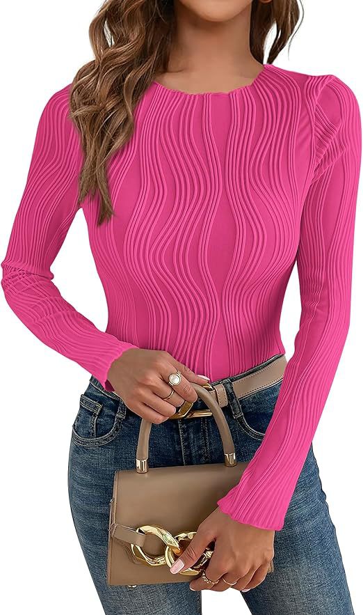 Damen Langarmshirt mit strukturiertem Wellenmuster EB