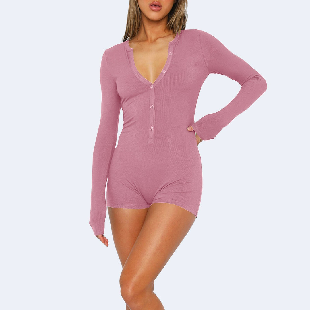 Damen Langarmbody mit Knopfleiste EB