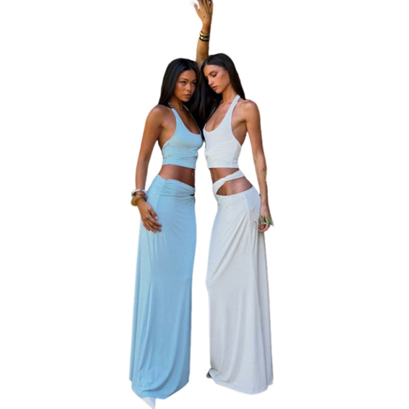 Damen Zweiteiliges Maxikleid mit raffiniertem Oberteil EB