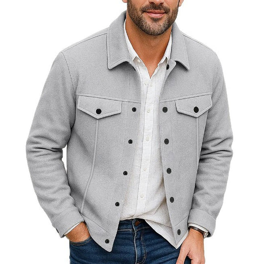 Herren nan robuste Overshirt-Jacke aus Wollmix mit aufgesetzten Brusttaschen EB