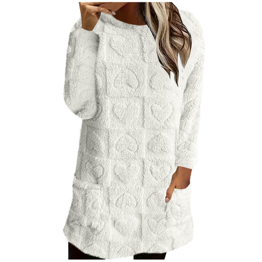 Damen Kuschelige Tunika mit Herzmuster EB