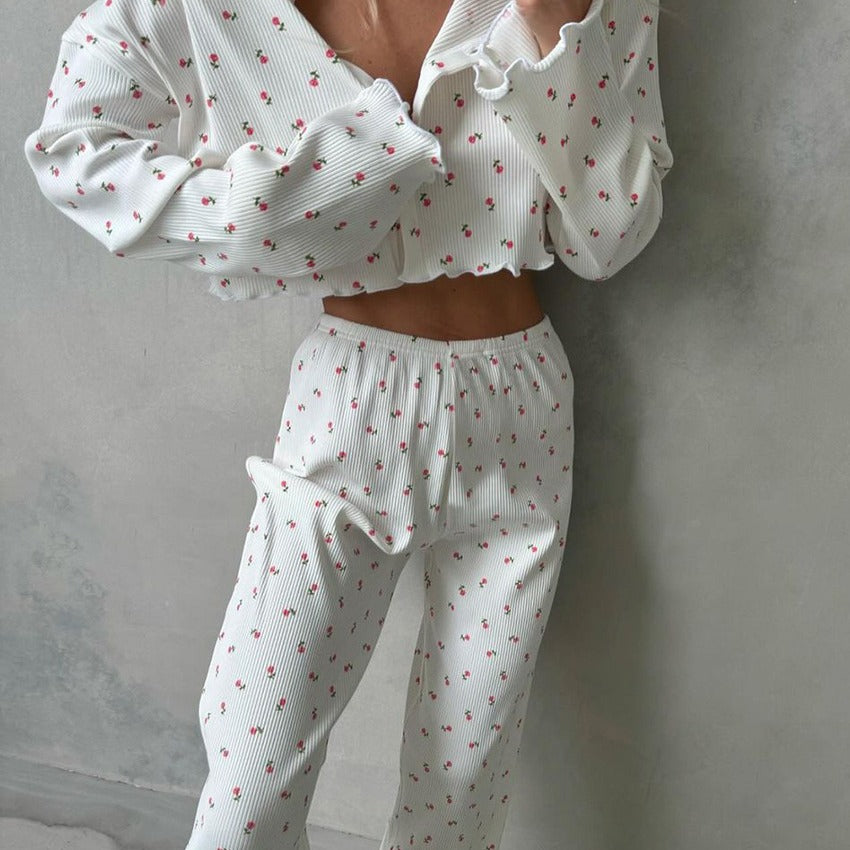 Damen Gemütliches Lounge-Set mit floralem Design und lässigem Schnitt EB