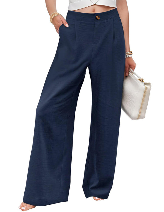 Damen elegante weite Sommerhose mit Bundfalten EB