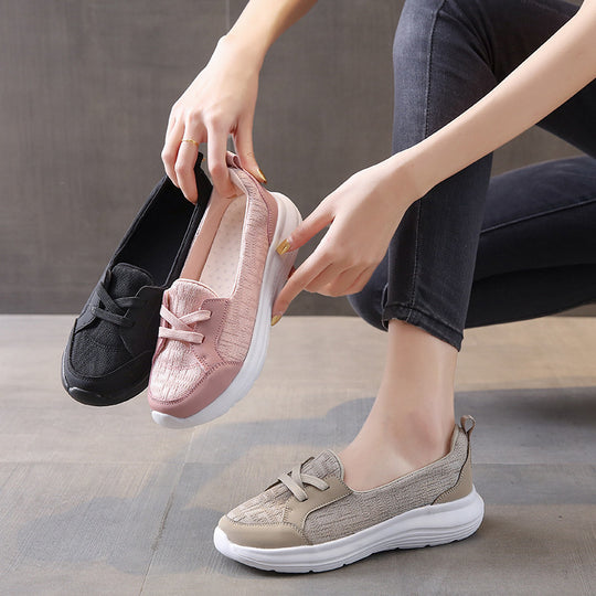 Damen Sportliche Slip-On Sneakers mit atmungsaktivem Obermaterial und dämpfender Sohle EB
