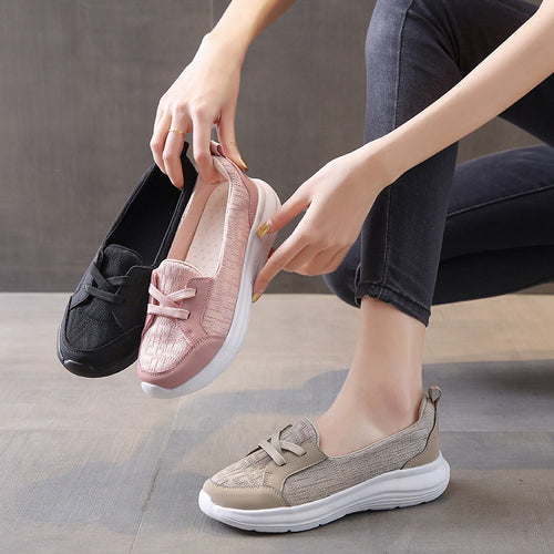 Damen Sportliche Slip-On Sneakers mit atmungsaktivem Obermaterial und dämpfender Sohle EB